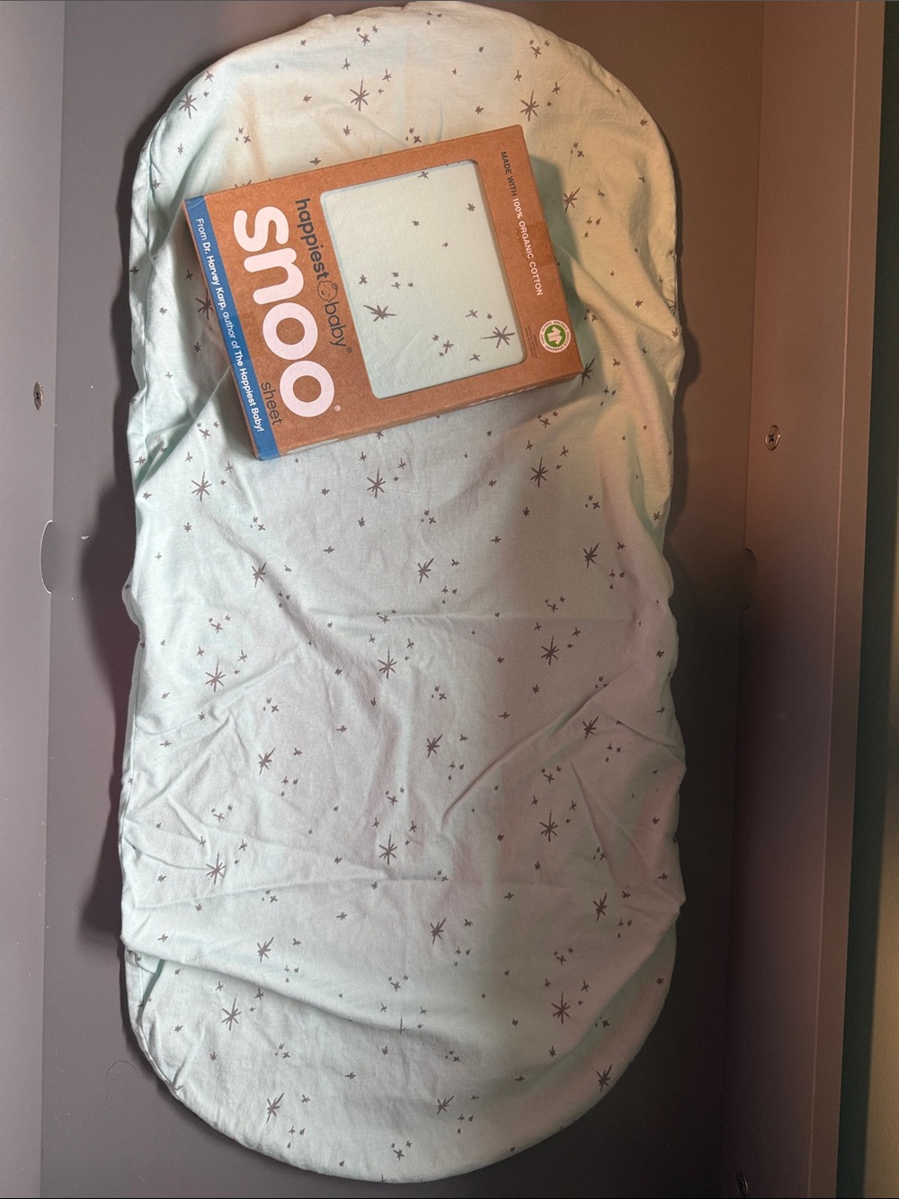 snoo Star Print Fitted Sheet - Mint